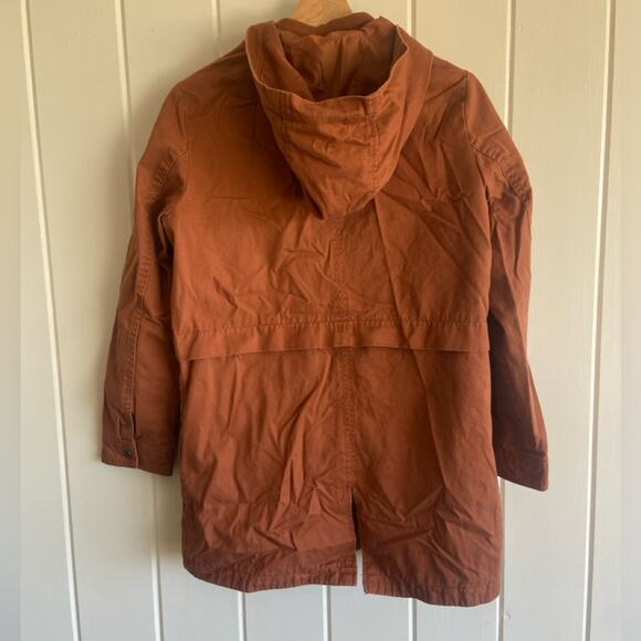 Forever 21 Burnt Orange Hooded Longline Trench Coat - Picture 7 of 8